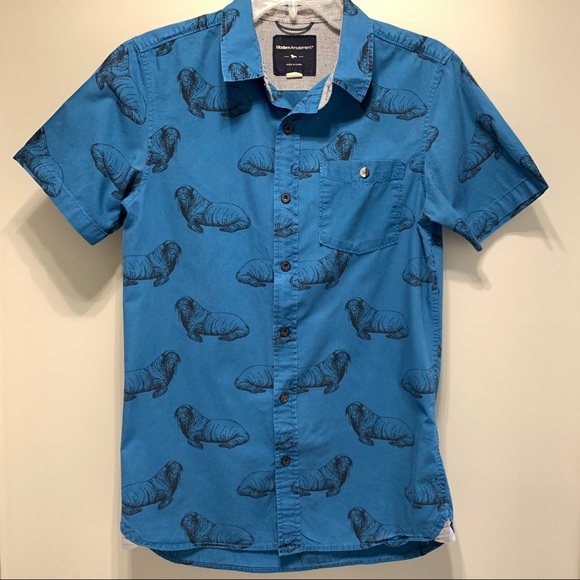 Modern Amusement Other - Blue walrus button up shirt